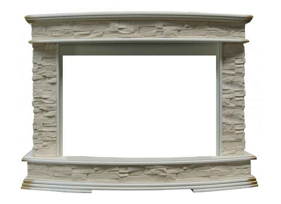 Портал Interflame Памир сланец бежевый с золотой патиной под очаг Panoramic 33W LED FX