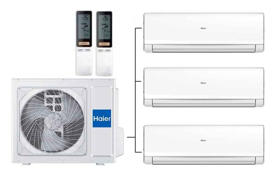 Мульти сплит-система на 3 комнаты 35+35+35 м2 Haier 3х AS12NS6ERA-W/3U70S2SR5FA Lightera Super Match с Wi-Fi модулем ESP32