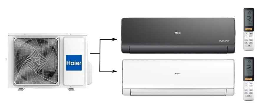 Мульти сплит-система на 2 комнаты 25+50 м2 Haier AS09NS6ERA-B+AS18NS6ERA-W/2U50S2SM1FA-3 Lightera Super Match