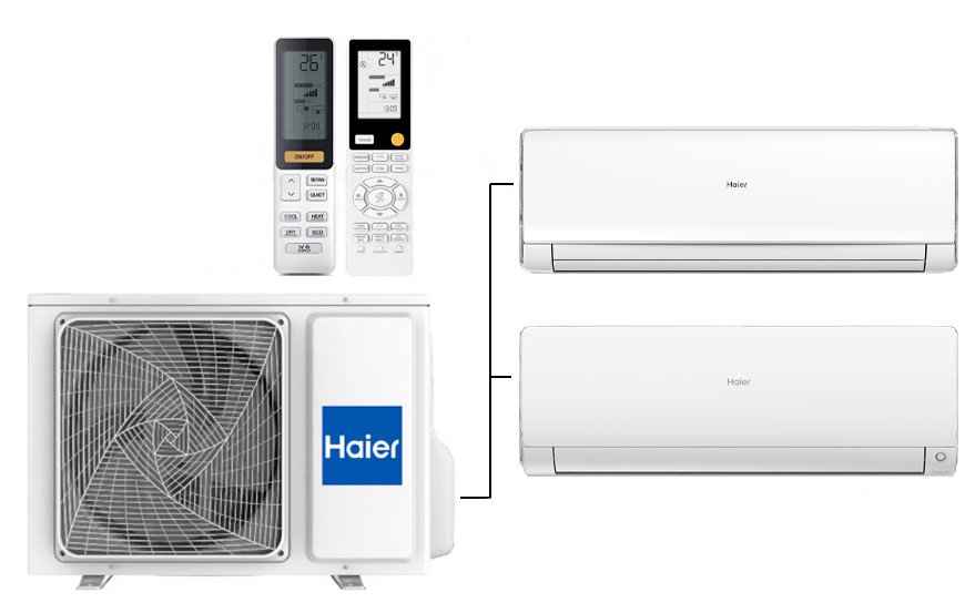 Мульти сплит-система на 2 комнаты 35+25 м2 Haier Lightera AS12NS6ERA-W+Flexis SM AS25S2SF2FA-W/2U40S2SM1FA c Wi-Fi модулем ESP32