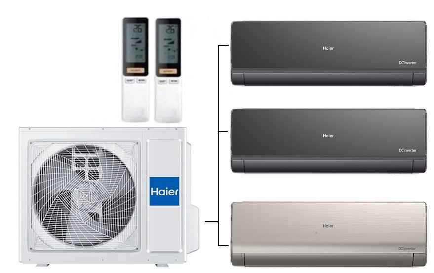 Мульти сплит-система на 3 комнаты 35+35+35 м2 Haier 2х AS12NS6ERA-B+AS12NS6ERA-G/3U70S2SR5FA Lightera Super Match с Wi-Fi модулем ESP32