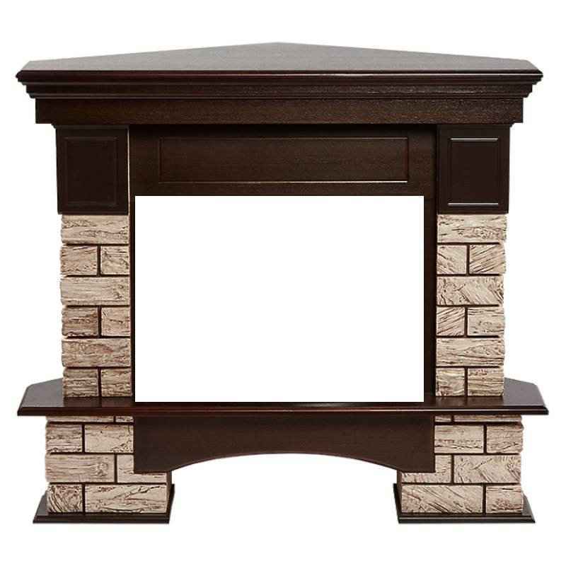 Портал Firelight Forte Wood 25U (угловой) камень коричневый/шпон темный дуб