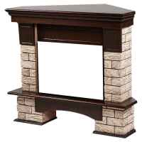 Портал Firelight Forte Wood 25U (угловой) камень коричневый/шпон темный дуб