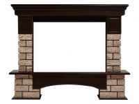 Портал Firelight Forte Wood 30U (угловой) камень коричневый/шпон темный дуб