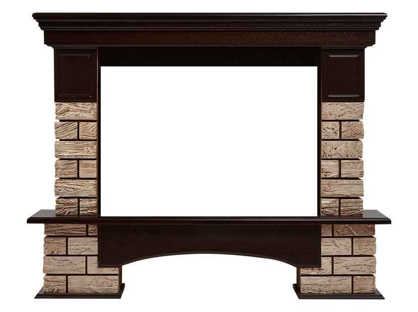 Портал Firelight Forte Wood 30U (угловой) камень коричневый/шпон темный дуб
