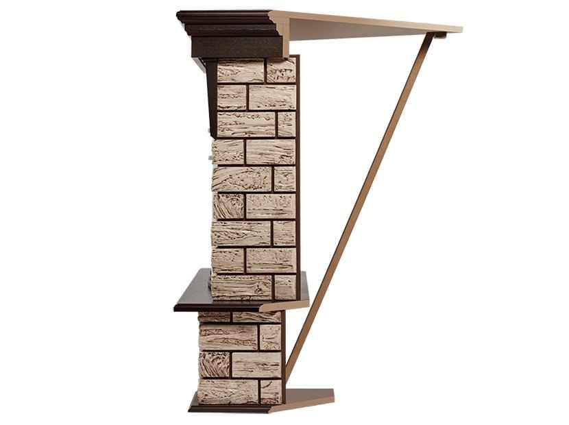 Портал Firelight Forte Wood 30U (угловой) камень коричневый/шпон темный дуб