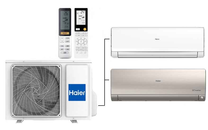 Мульти сплит-система на 2 комнаты 35+35 м2 Haier Lightera AS12NS6ERA-W+Flexis SM AS35S2SF2FA-G/2U40S2SM1FA c Wi-Fi модулем ESP32