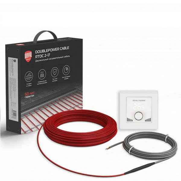 Комплект теплого пола Royal Thermo Doublepower Cable RTDC 2-17-600 с терморегулятором RTI-16