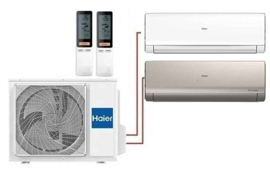 Мульти сплит-система на 2 комнаты 35+35 м2 Haier AS12NS6ERA-W+AS12NS6ERA-G/2U50S2SM1FA-3 Lightera Super Match с Wi-Fi модулем ESP32