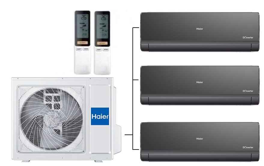 Мульти сплит-система на 3 комнаты 35+35+35 м2 Haier 3х AS12NS6ERA-B/3U70S2SR5FA Lightera Super Match с Wi-Fi модулем ESP32